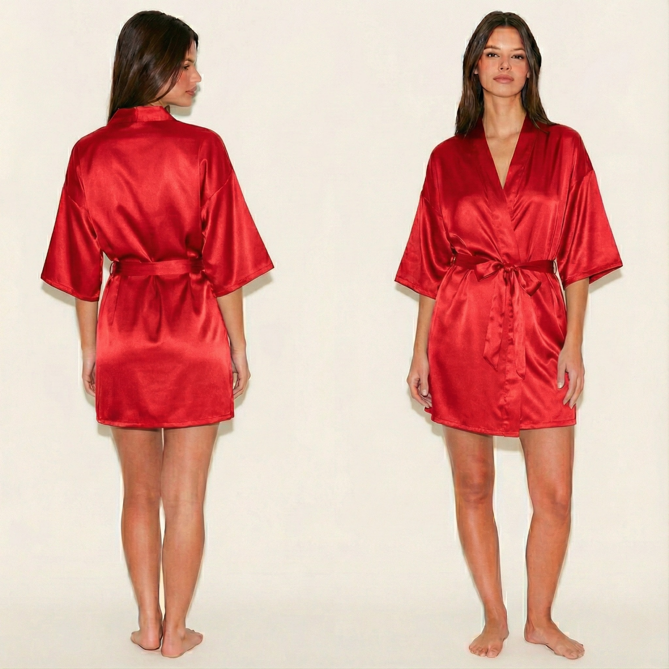 Robe kimono satinée style peignoir élégant - multiples variations