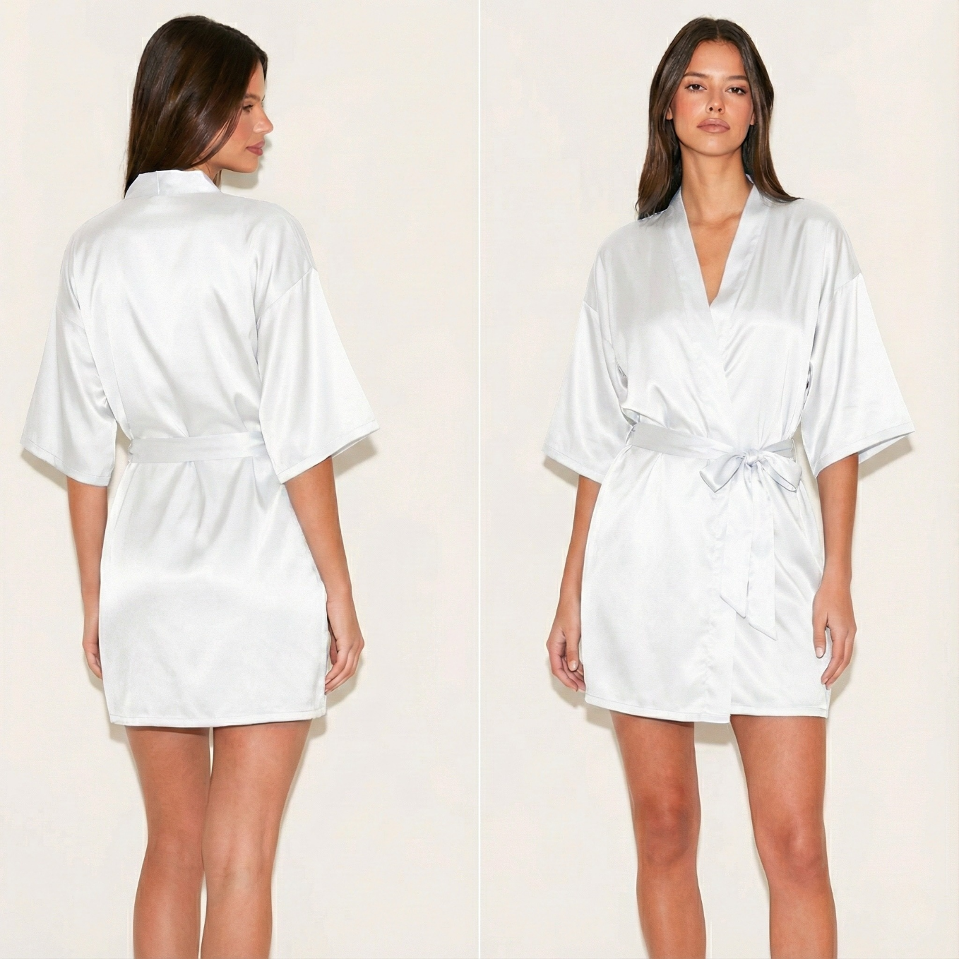 Robe kimono satinée style peignoir élégant - multiples variations