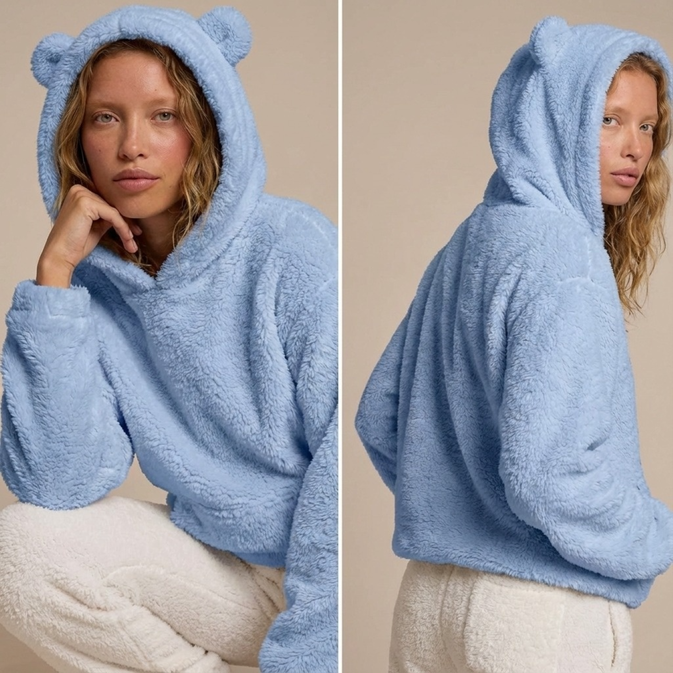 Hoodie ours en peluche cocooning chaud et douillet, spécial automne-hiver