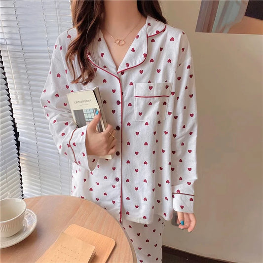 2024 Korean Style Spring Autumn Rest Pajamas for Women Fashion Long Sleeve Pants High Grade Elegant Comfortable Lapel Loungewear
