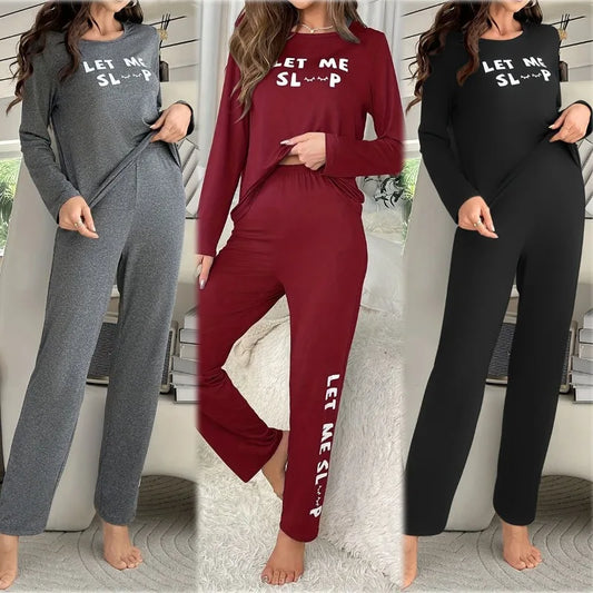Women'S Pajamas Set Letter Long Sleeve Top and Pants Sleepwear 2 Piece Set for Women Autumn Casual Homewear Sport Suit