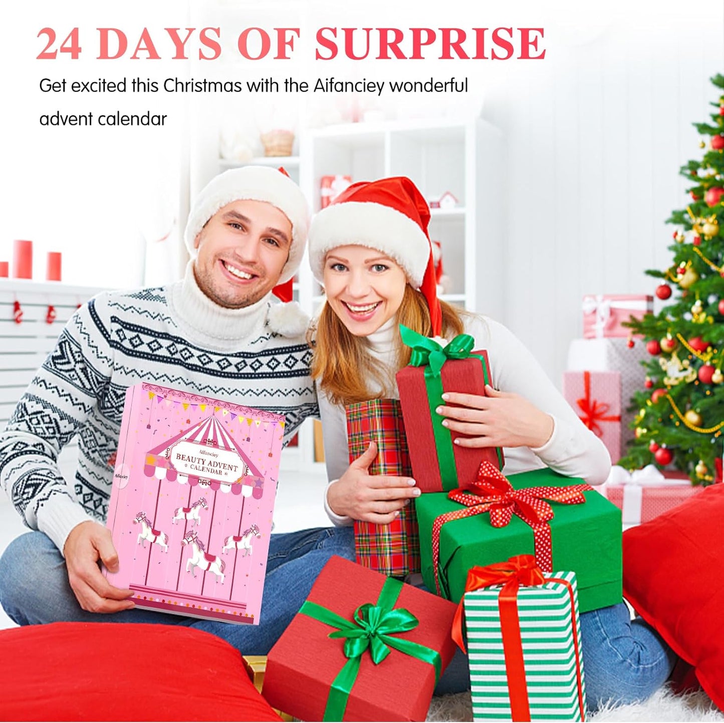Calendrier Avent maquillage cadeau Noël famille surprises
