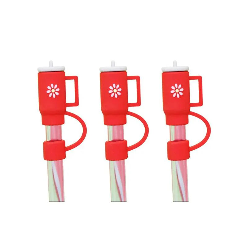 Capuchons paille silicone lot 3 kawaii couvre-pailles