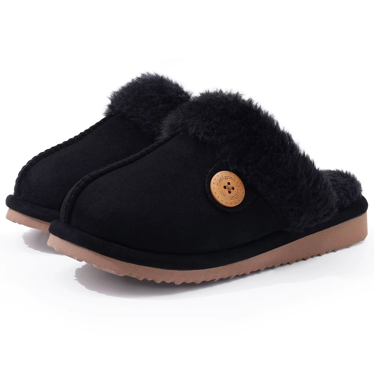 Chaussons mules femme noir fourrés chaussons cocooning hiver
