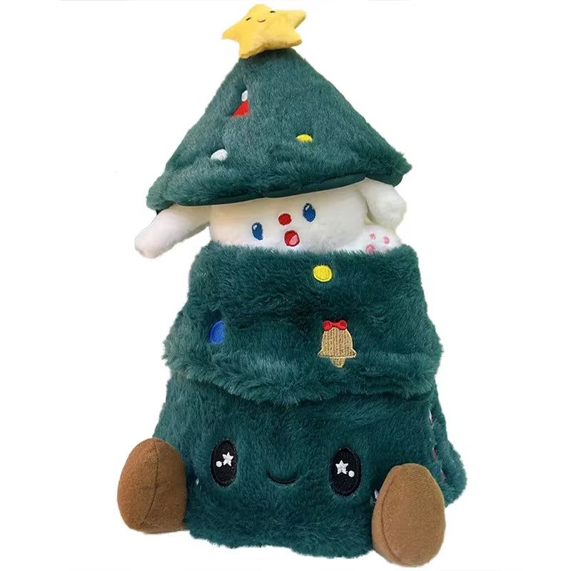 Coussin Noël chiot déguisé sapin peluche décoration mignonne