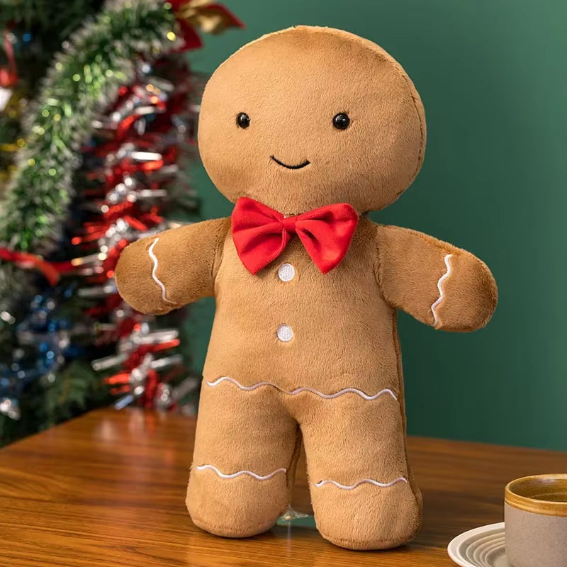 Coussin Noël bonhomme pain d’épices caramel peluche décoration