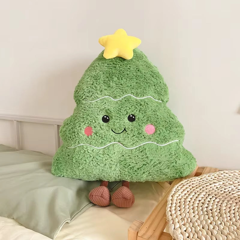 Coussin Noël sapin kawaii peluche décoration chambre hiver