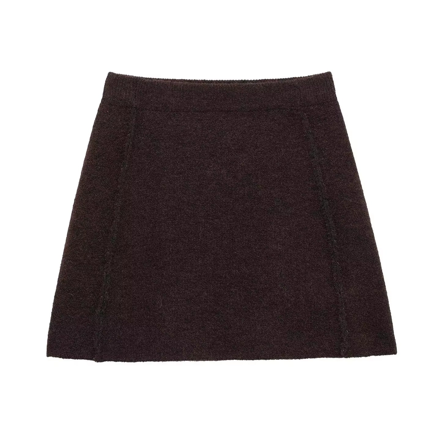 Mini jupe femme maille marron coupe ajustée chic