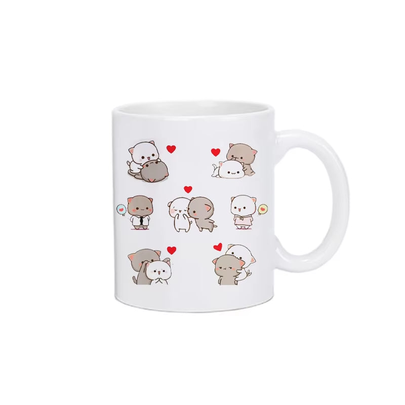 Mug kawaii pandas avec cœurs illustration tasse hiver 2026