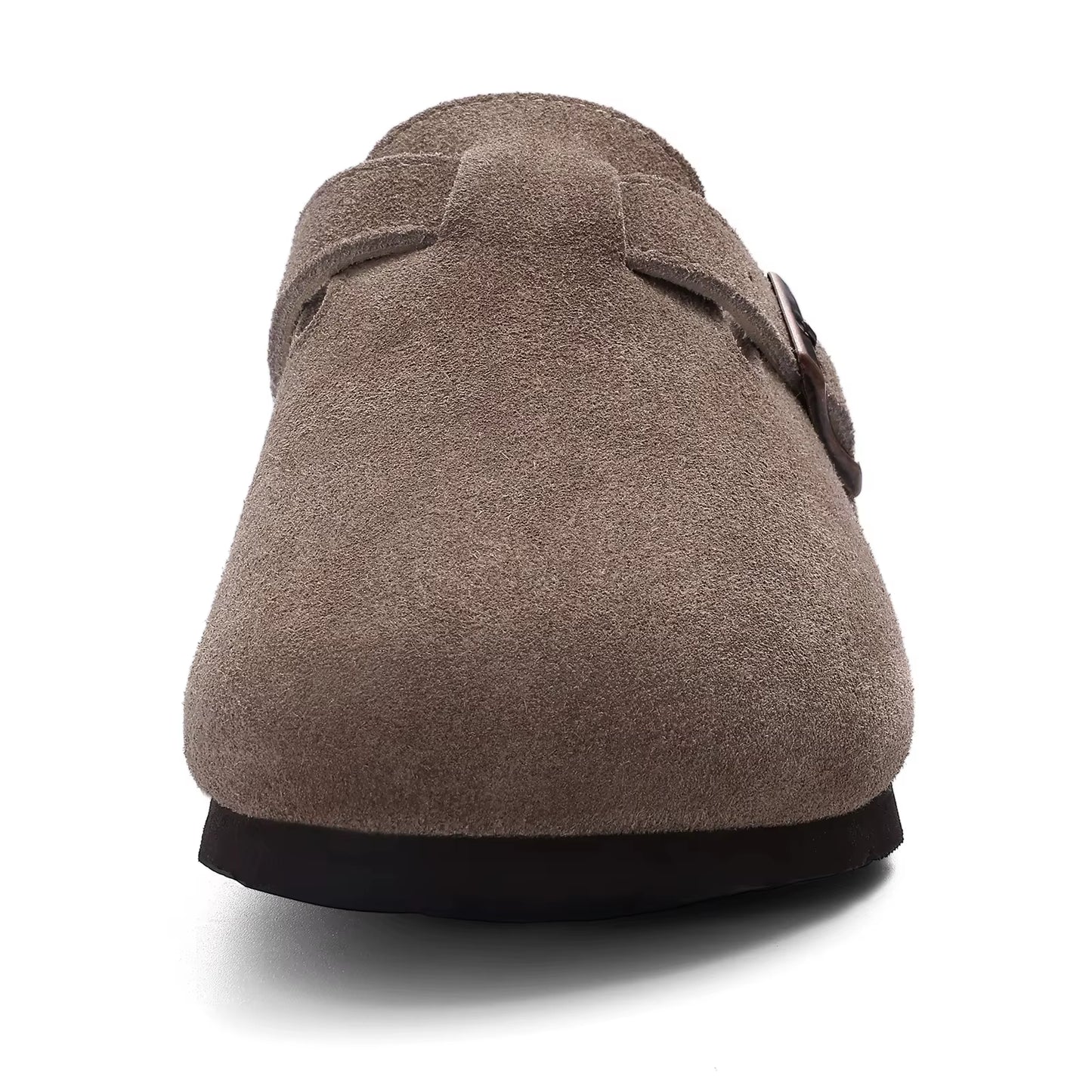 Mules sabots Kidmi en daim gris vue avant semelle liège