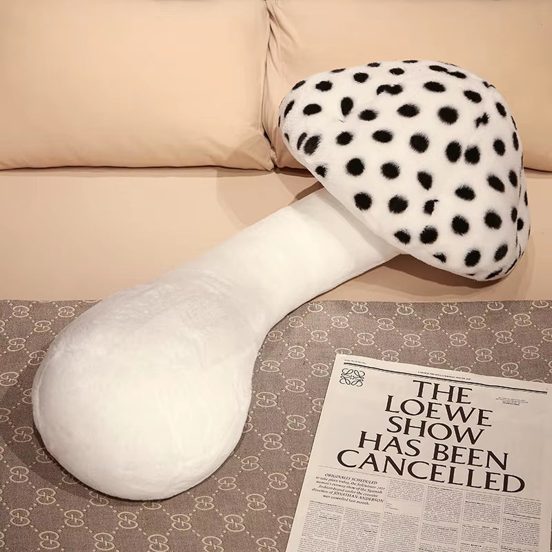 Peluche champignon grand format blanc coussin moelleux