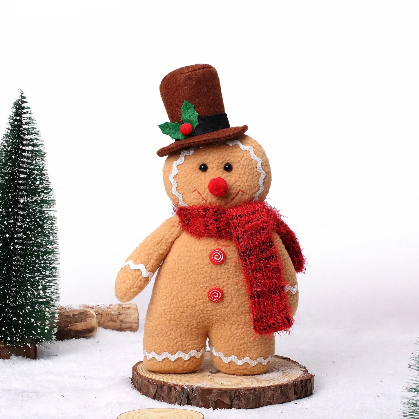 Peluche bonhomme pain d’épices Noël monsieur détail tenue hiver