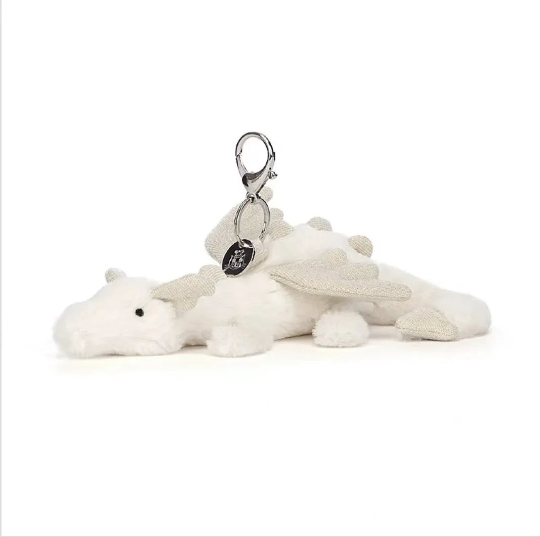 Porte-clés peluche Jellycat dragon blanc kawaii doudou sac