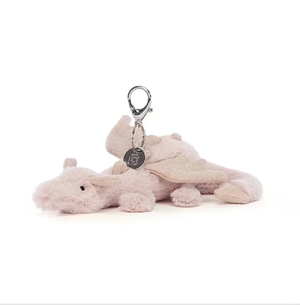 Porte-clés peluche Jellycat dragon rose kawaii accessoire sac