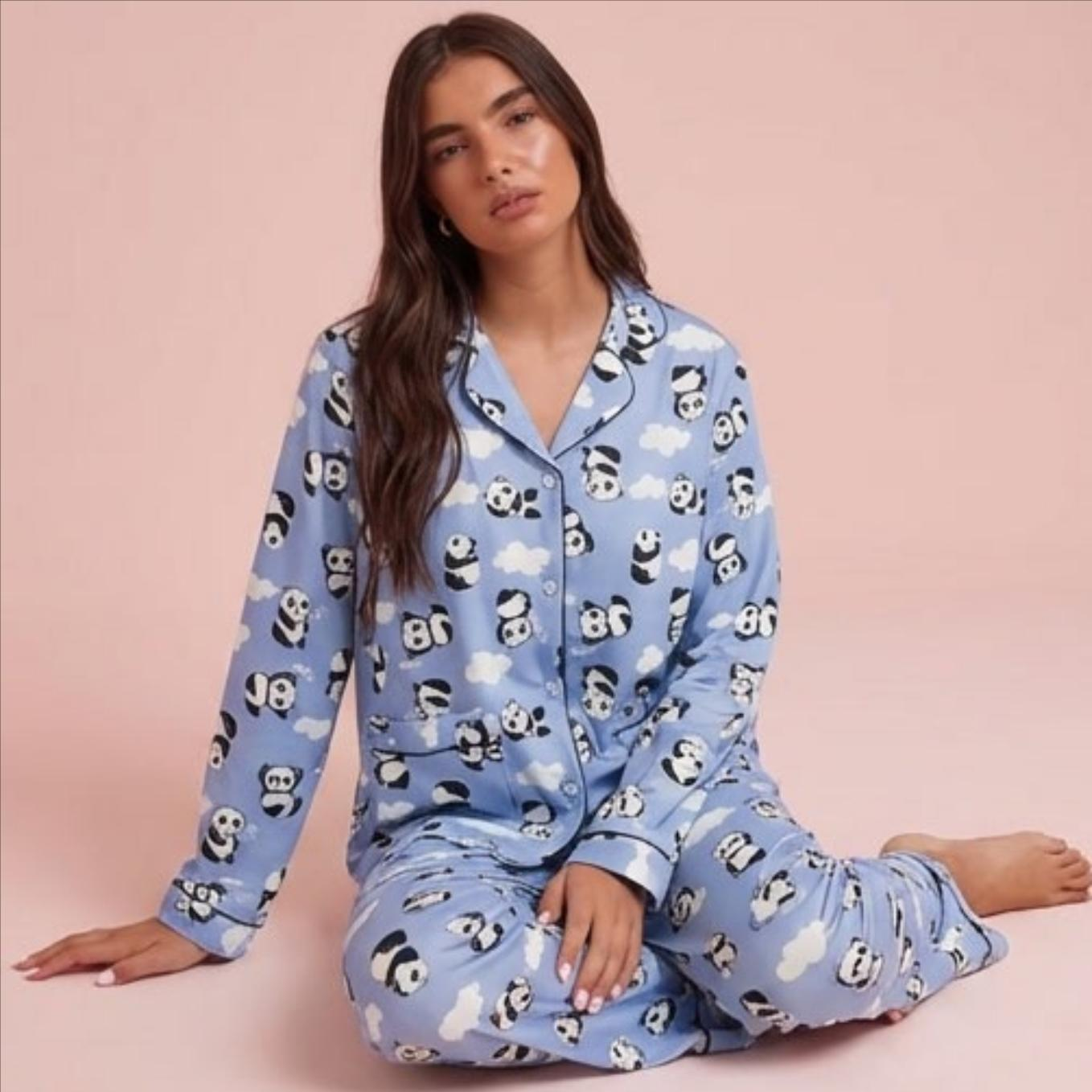 Pyjama femme flanelle coton imprimé nuage panda assise sur modèle printemps hiver 2026