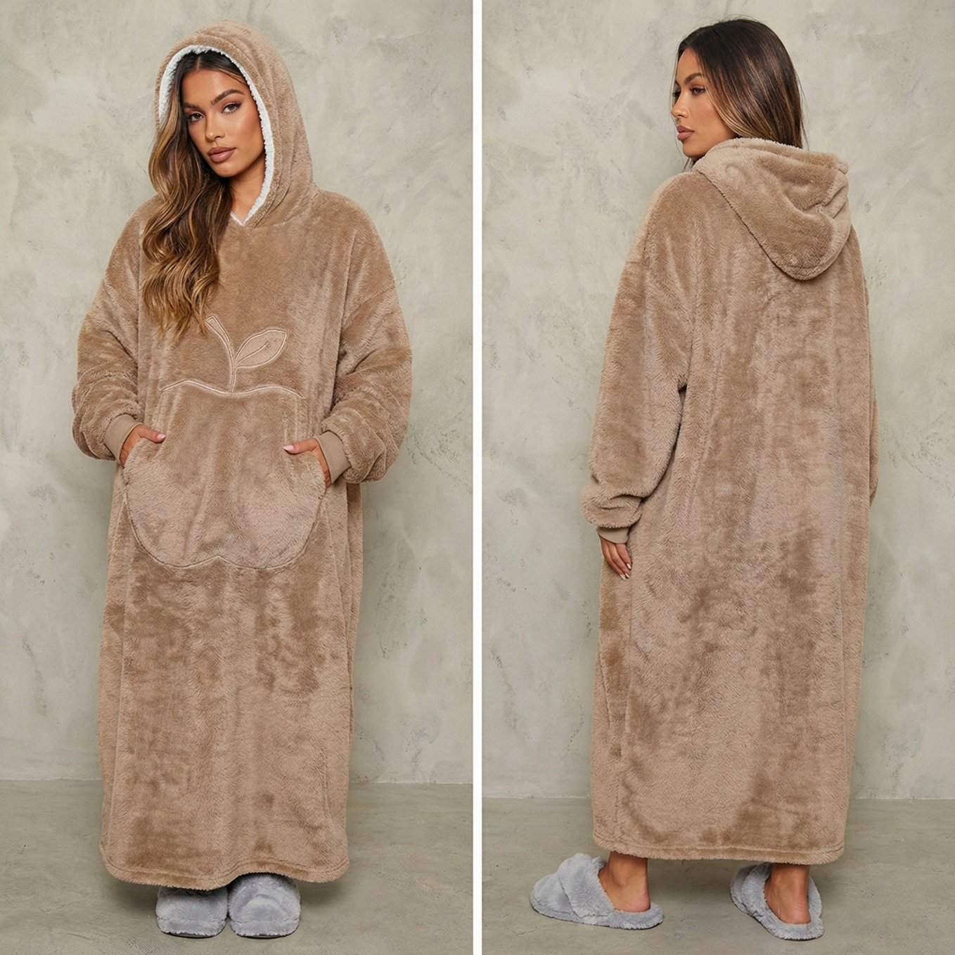 Sweat plaid long café oversize polaire chaud cocooning