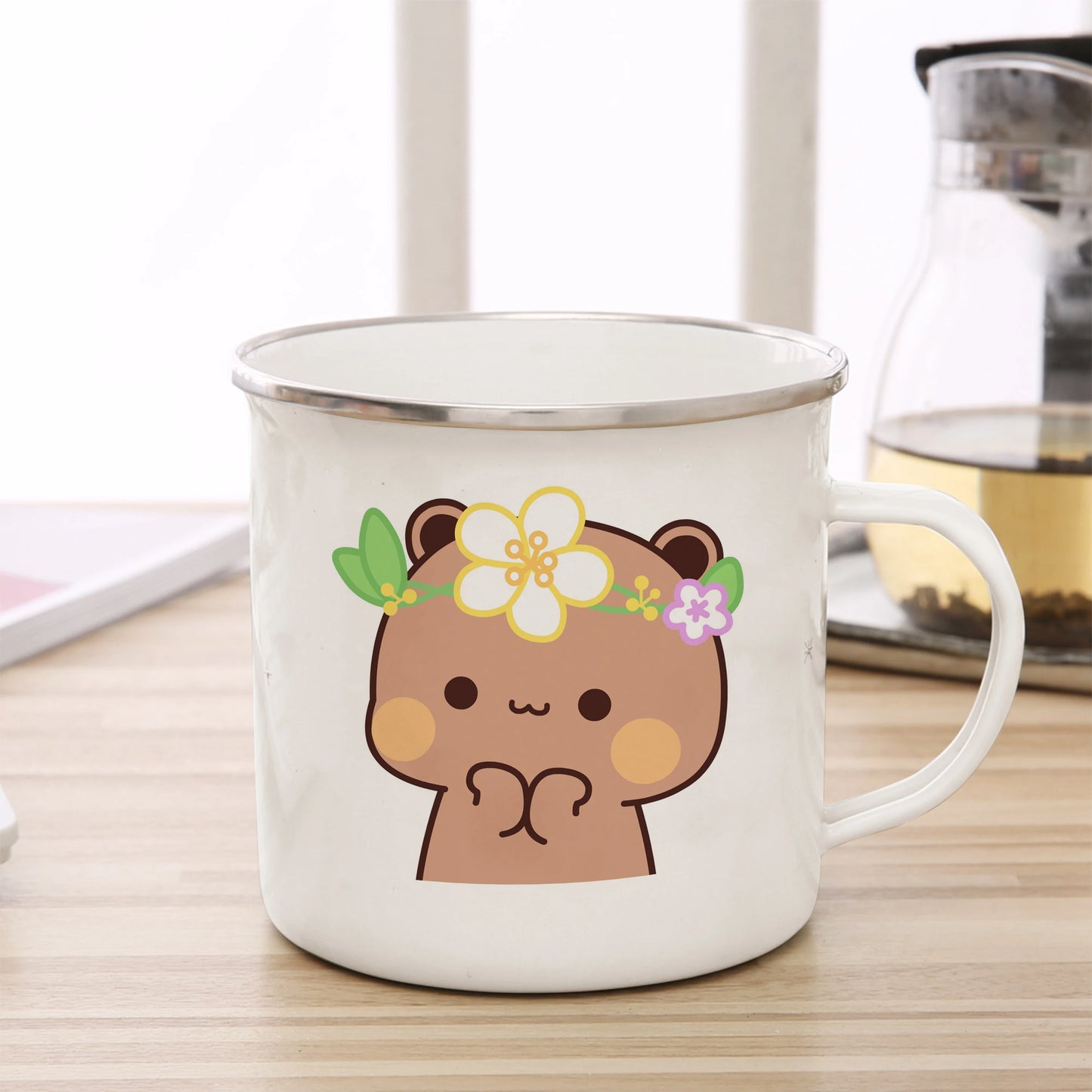 Tasse émaillée kawaii petit panda illustration cute mug 360 ml hiver printemps 2026
