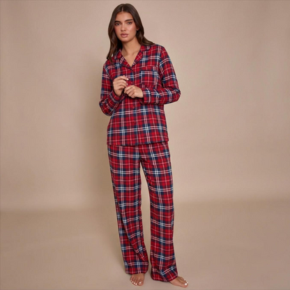 Pyjama femme en flanelle coton, avec imprimés divers, automne/hiver