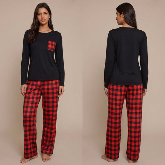 Pyjama à carreaux deux pièces manches longues