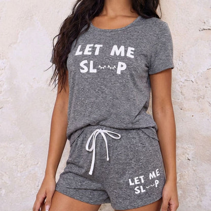 Pyjama femme à manches courtes deux pièces, t-shirt & short, imprimé mignon