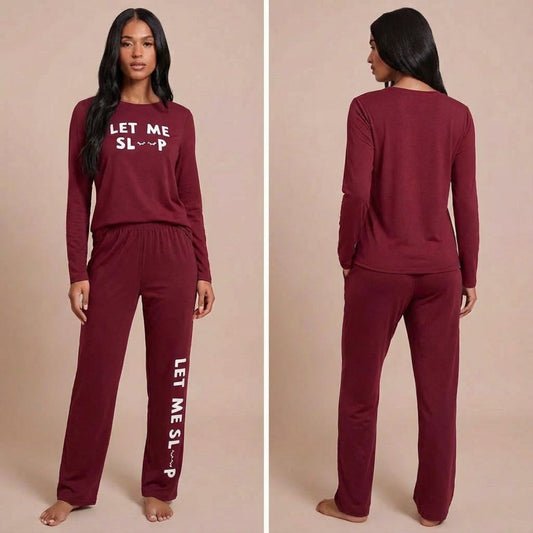 Pyjama femme à manches longues deux pièces, imprimé mignon