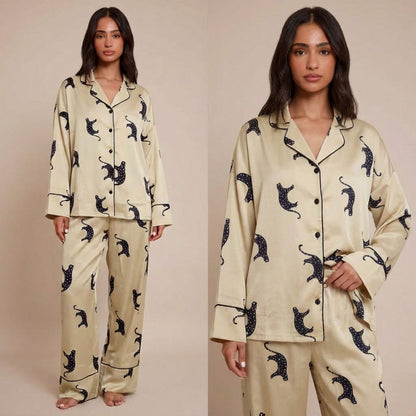 2023 Women'S Pajamas Two Piece Set Summer High Quality Ice Silk Pajamas Simple Fashion Long Sleeve Pants Home Suit Casual Set