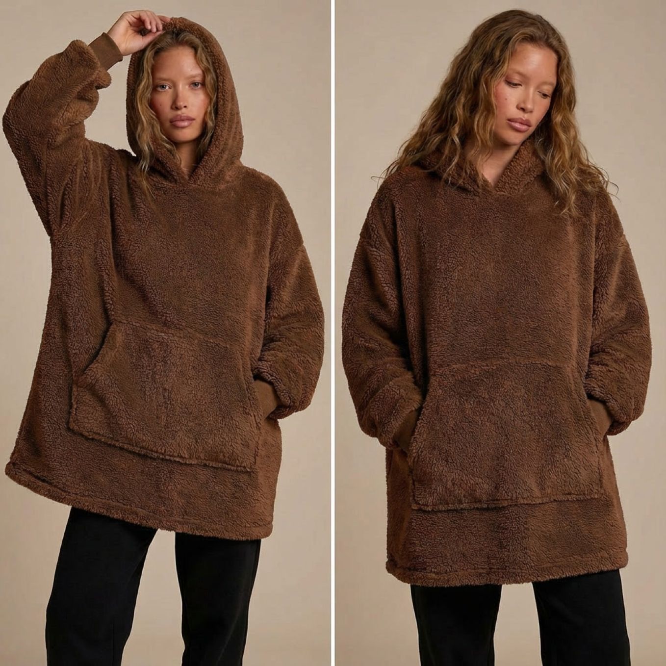 Pull plaid polaire oversize épais cocooning, spécial automne-hiver
