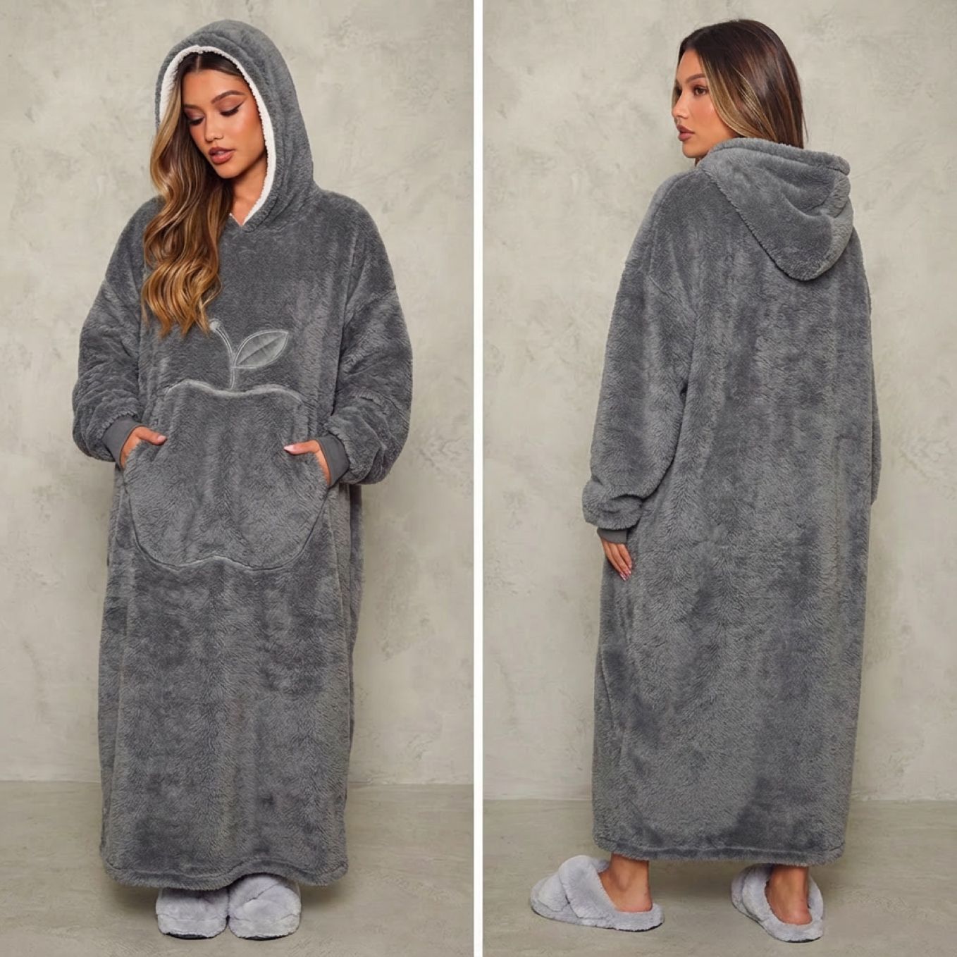 Winter Warm Cotton Fleece Home Clothes Men'S Extended Length Solid Color Lazy Person'S TV Blanket Large Size Lazy Suit