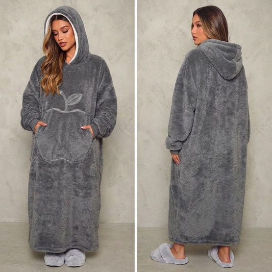 Winter Warm Cotton Fleece Home Clothes Men'S Extended Length Solid Color Lazy Person'S TV Blanket Large Size Lazy Suit