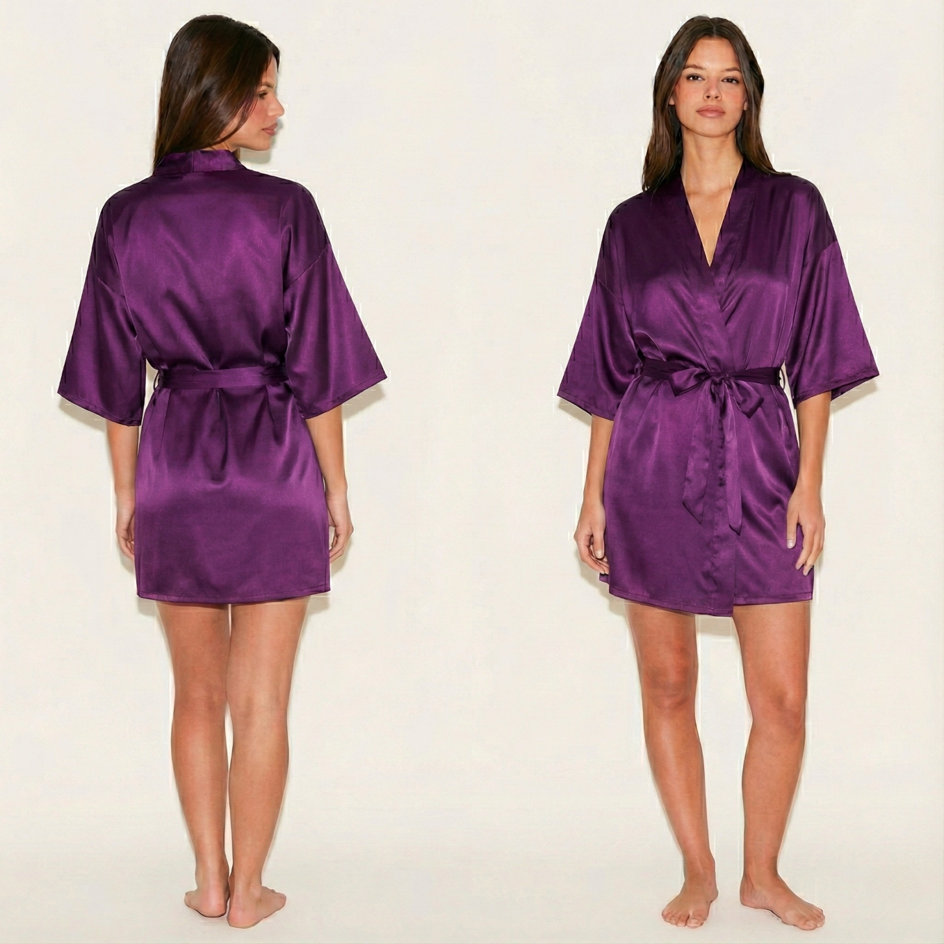 Robe kimono satinée style peignoir élégant - multiples variations