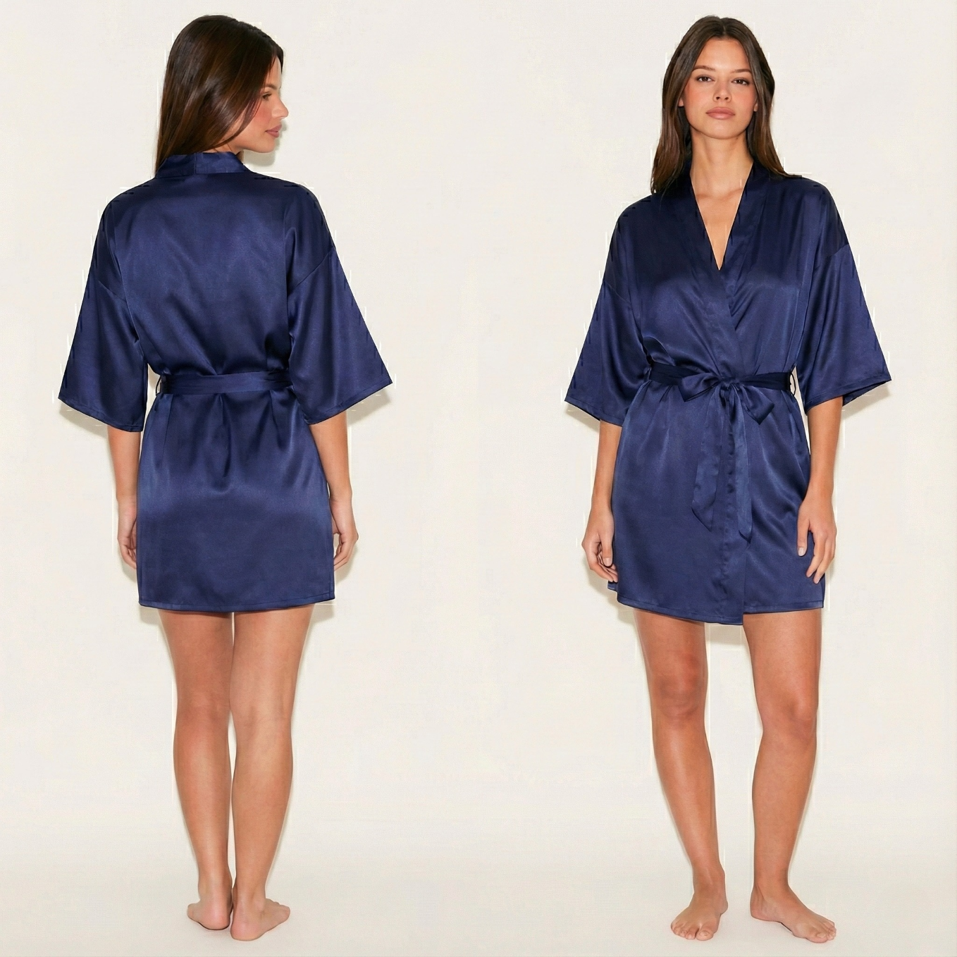 Robe kimono satinée style peignoir élégant - multiples variations
