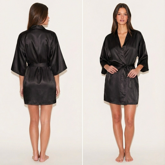 Robe kimono satinée style peignoir élégant - multiples variations