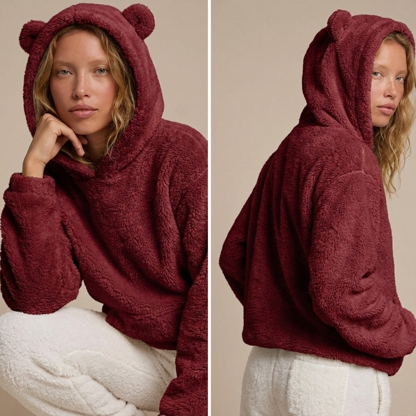 Hoodie ours en peluche cocooning chaud et douillet, spécial automne-hiver