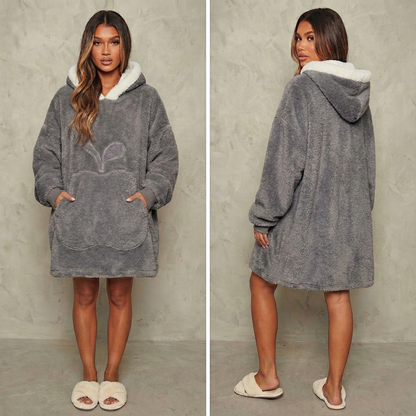 Sweat-plaid médium en polaire, oversize chaud et épais cocooning, 10 coloris unis avec design pomme - spécial automne-hiver