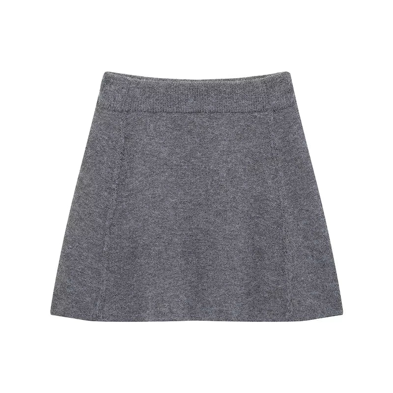 Women Skirt Suit Fashion O-Neck Knitted Long Sleeve Single Breasted Pocket Cardigan+Elastic Waist Slim Mini Skirt 3 Color