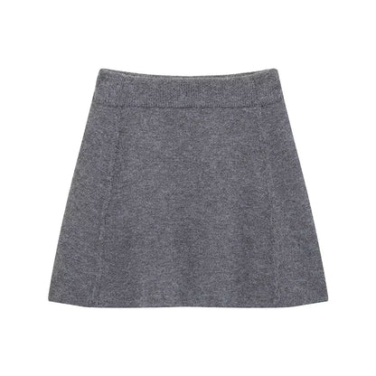 Women Skirt Suit Fashion O-Neck Knitted Long Sleeve Single Breasted Pocket Cardigan+Elastic Waist Slim Mini Skirt 3 Color