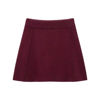 Women Skirt Suit Fashion O-Neck Knitted Long Sleeve Single Breasted Pocket Cardigan+Elastic Waist Slim Mini Skirt 3 Color