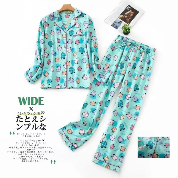 Women'S Pajamas plus Size S-XXXL Clothes Ladies Flannel Cotton Home Wear Suit Autumn Winter Pajamas Plaid Print Sleep Tops