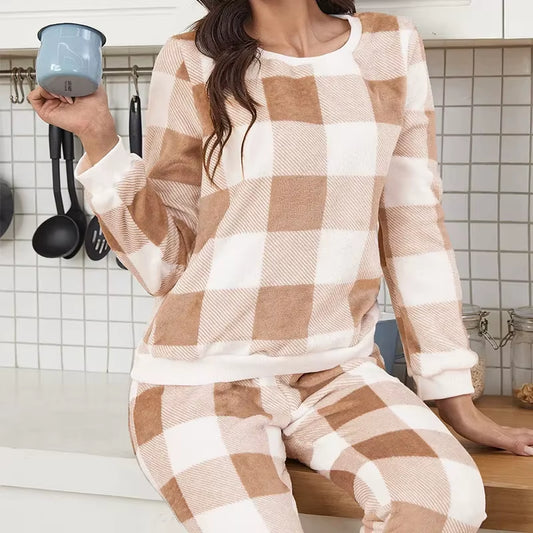 Thickened Warm Flannel Women'S Sleepwear Winter Long Sleeve Homewear Suit Cross-Border Delivery Available