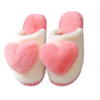 Pantoufles femme hiver motif cœur rose mules fourrées ultra moelleuses