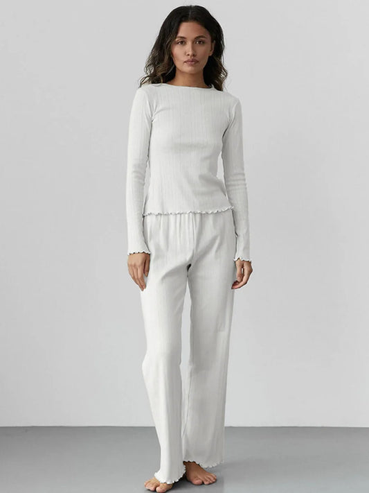 Love Jacquard Long Sleeved Pajamas Set Women'S Spring Knitted Cardigan Pants Pajamas Comfortable Women Home Clothes