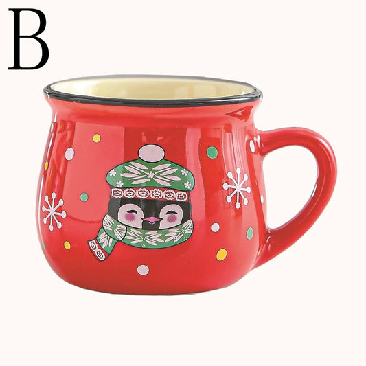 New 4/1PC Kawaii Christmas Mugs Ceramic Cups Santa Claus Elk Figurines Creative Gift for Office Home Milk Coffee Tea Cup Couples