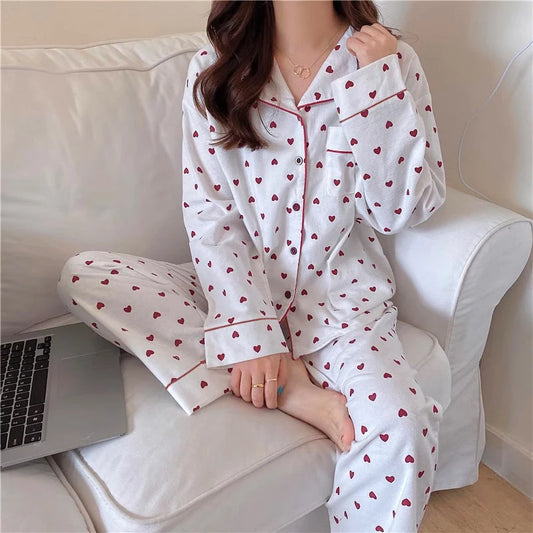 2024 Korean Style Spring Autumn Rest Pajamas for Women Fashion Long Sleeve Pants High Grade Elegant Comfortable Lapel Loungewear