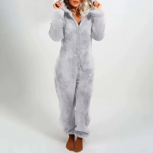 Hot Sale of the Season Autumn Winter Thickened Fleece Women'S Onesie Pajamas with Hat Casual Style Comfortable Soft Fabric Chine