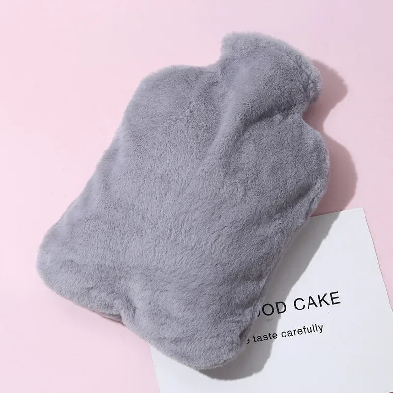 Bouillotte peluche gris chaude chauffe ventre et pieds hiver