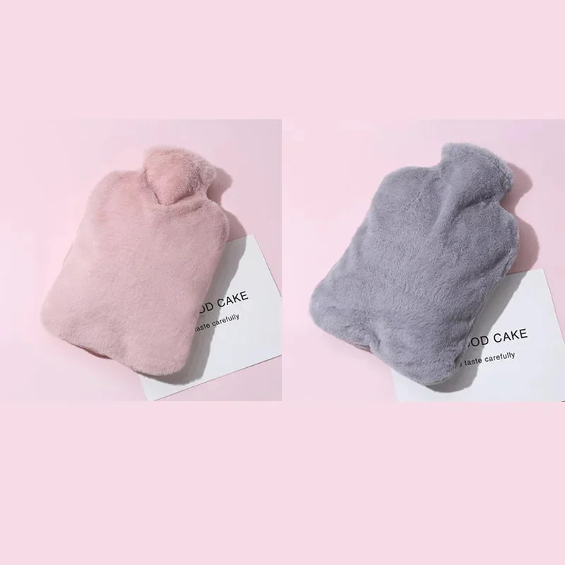 Bouillotte peluche rose et gris pack duo chauffe ventre hiver printemps