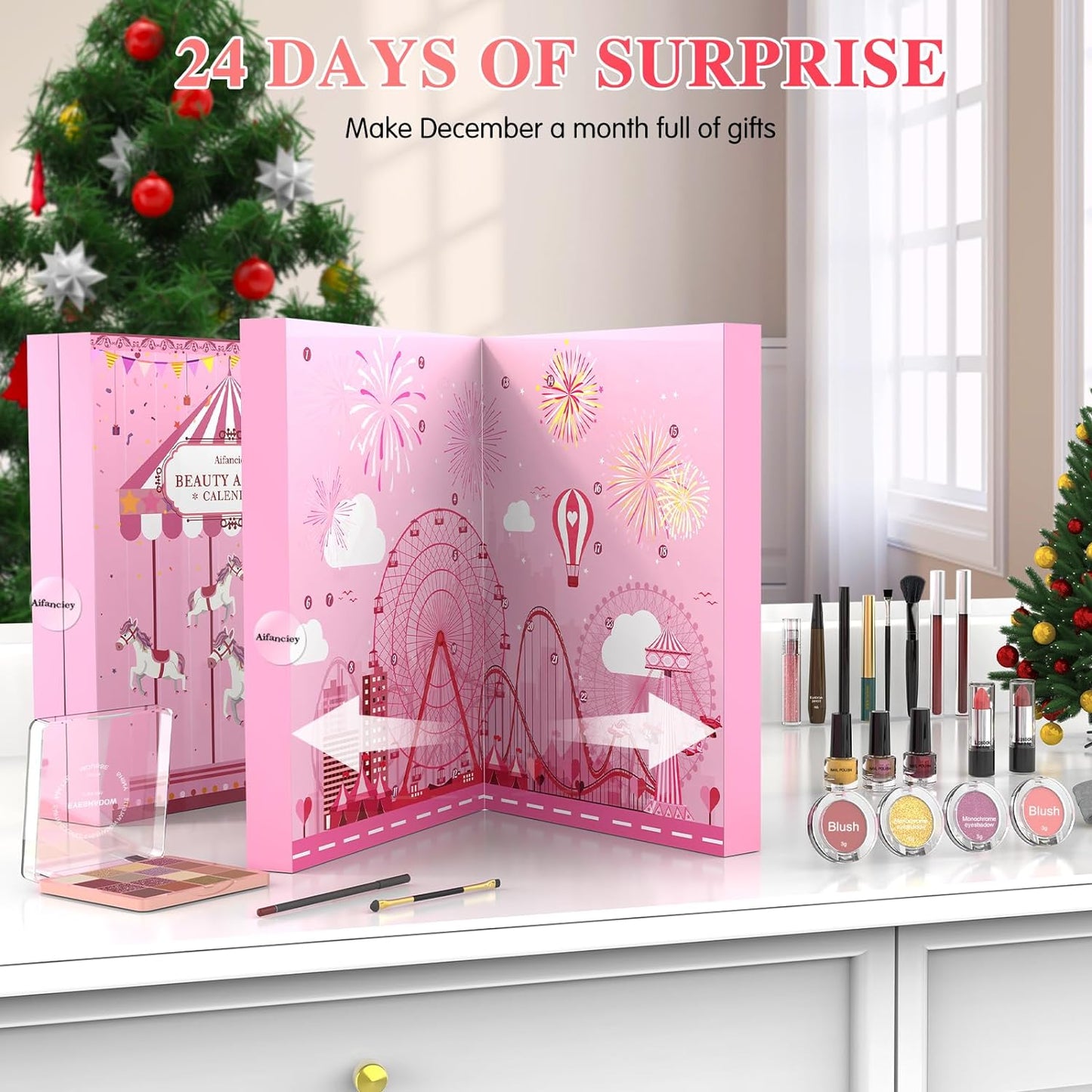 Calendrier Avent maquillage cadeau Noël enfant et famille surprises