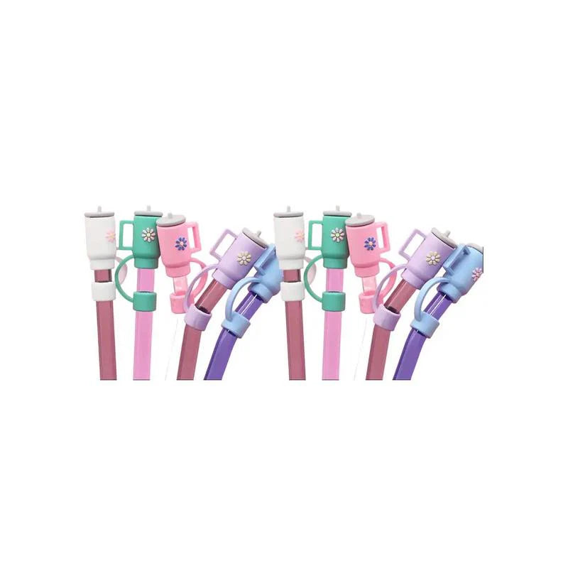 Capuchons de paille kawaii en silicone couleurs pastel