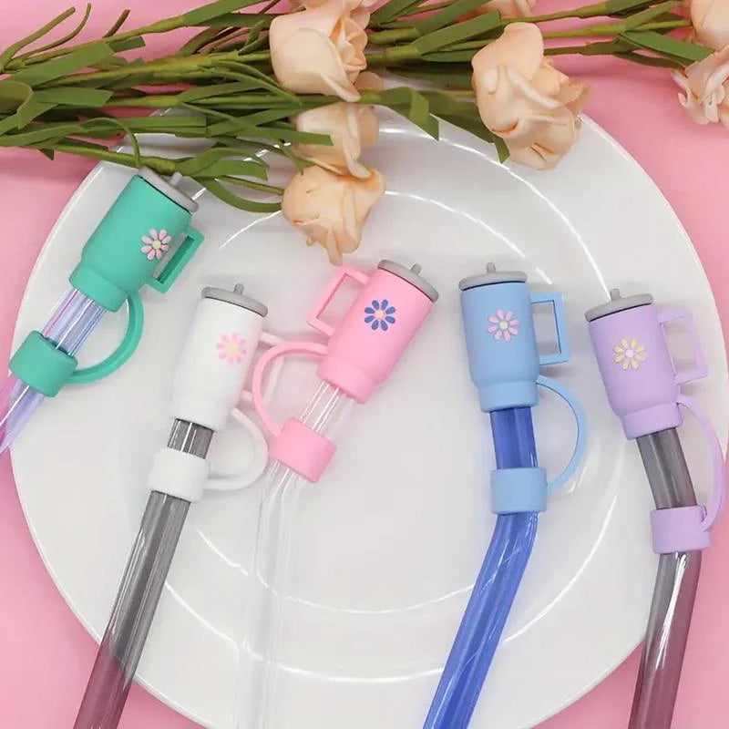 Capuchons de paille en silicone kawaii utilisés sur gourde