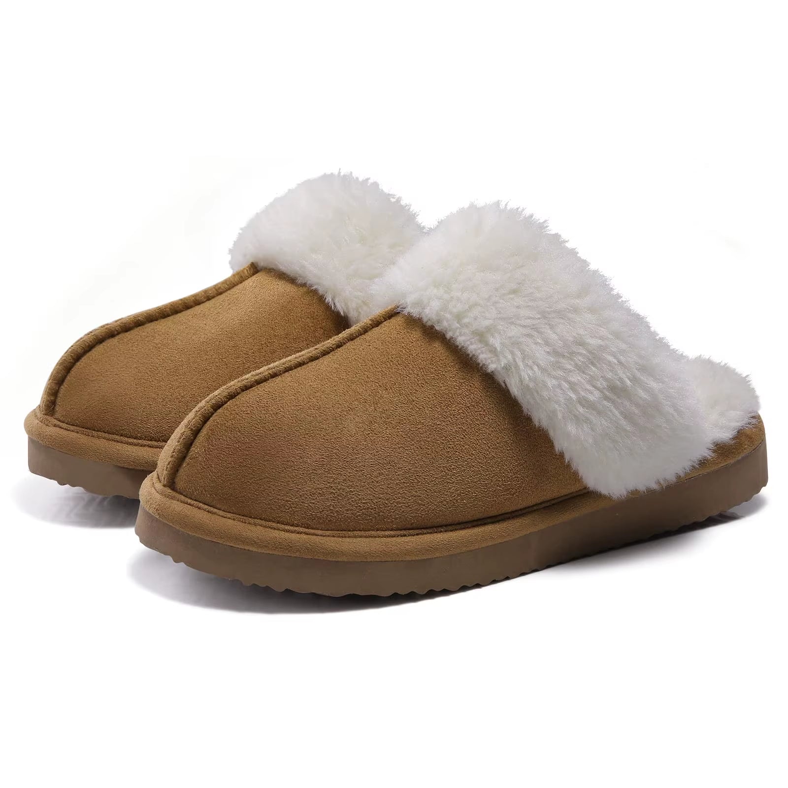 Chaussons mules femme kaki fourrés intérieur chaud et moelleux
